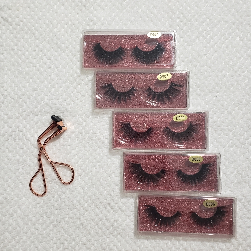 Eyelashes set with mine eyelash curler
